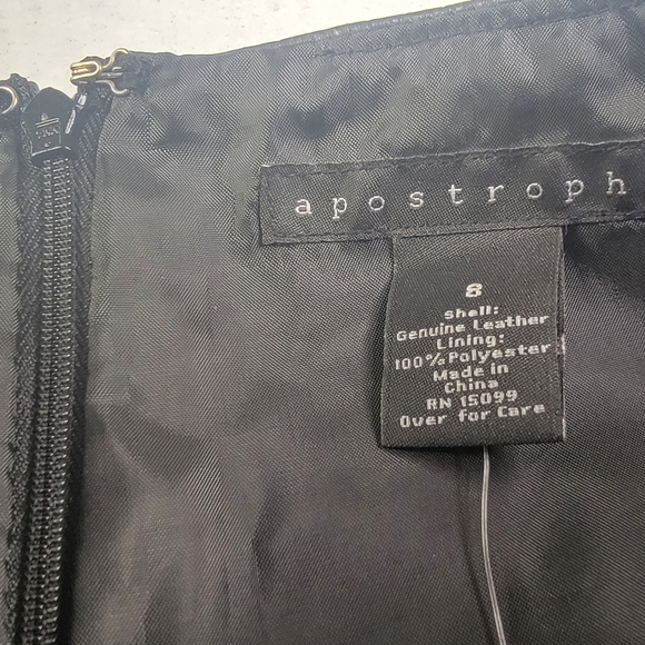Apostrophe Croc Embossed Black Leather Skirt Womens Size 8 Lined NWT - Picture 9 of 9